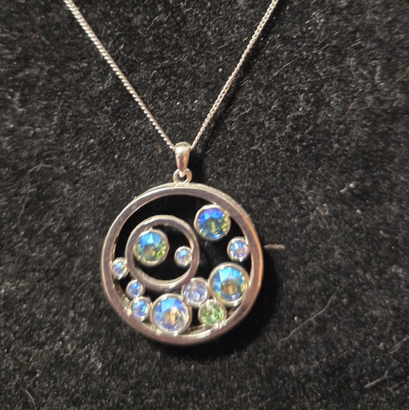 Touchstone Crystal Jewelry - Touchstone Crystal Silver Necklace with Blue and Green Accents